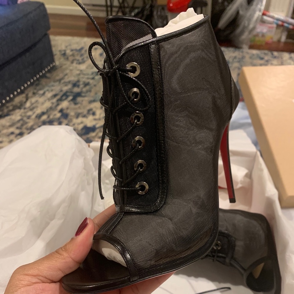 Christian louboutin mesh & leather booties